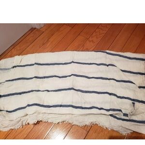 Zara 100% Wool scarfWhite with blue stripes Scarf 39"W x 70" L NWT